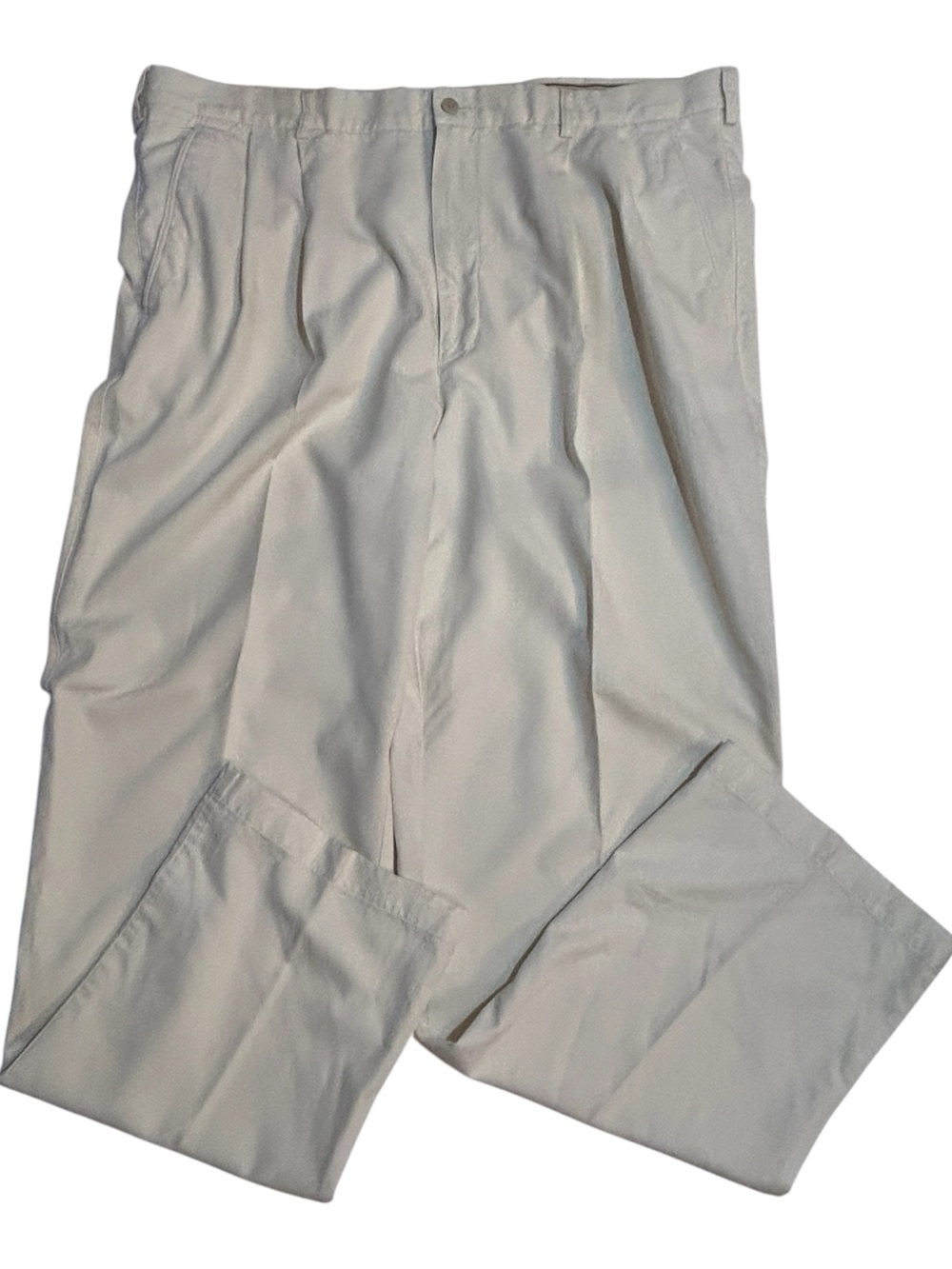 Caribbean Silk Blend Flat Front Relaxed Pants 40x32 Ivory Cream Beach Wedding